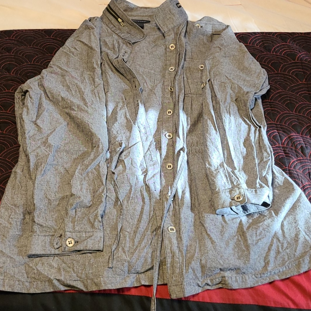 Gray button up